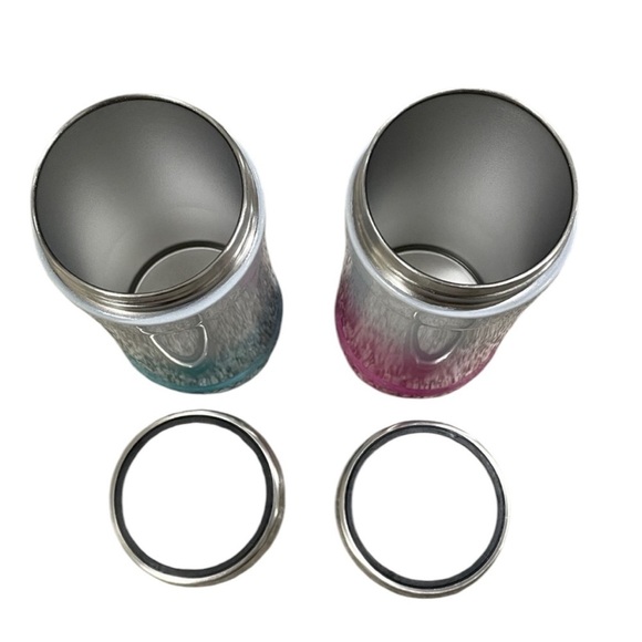 Two Glitzy 12 oz Can Cooler in Blue Teal Pink Sparkle Ombré Skinny Can Fit Shiny - Picture 13 of 16